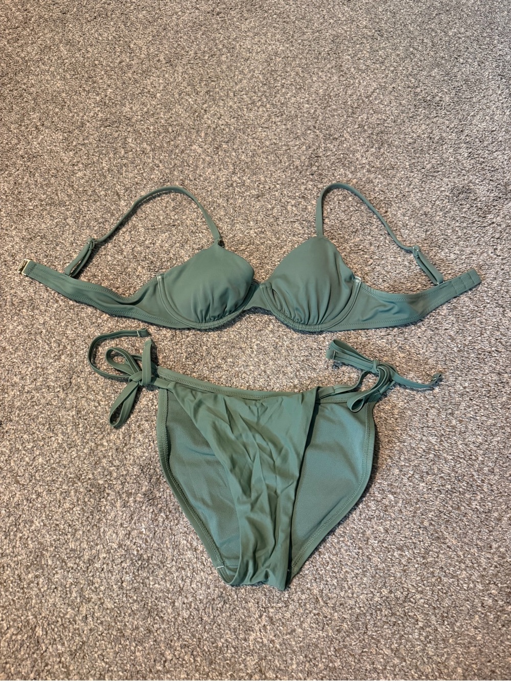 Shade & Shore Olive Green Two-Piece Tie Bikini